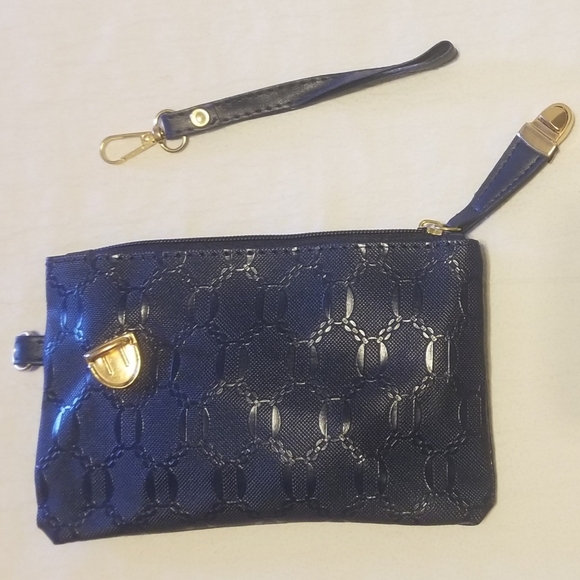 Handbags - Dark blue textured clutch
